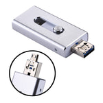RQW-02 3 in 1 USB 2.0 & 8핀 & 마이크로 USB 64GB 플래시 드라이브, RQW-02 실버