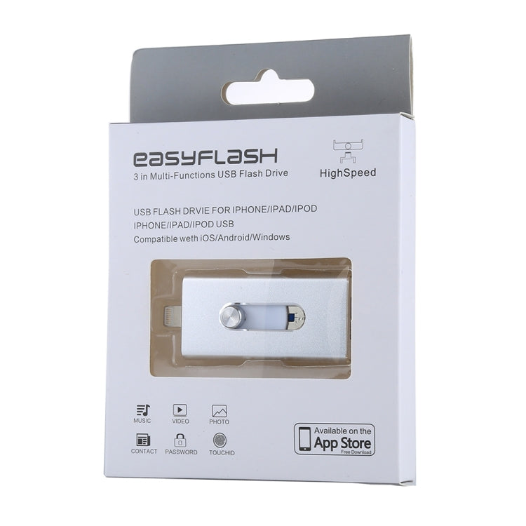 RQW-02 3 in 1 USB 2.0 & 8핀 & 마이크로 USB 64GB 플래시 드라이브, RQW-02 실버