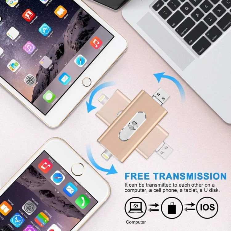 RQW-02 3 in 1 USB 2.0 & 8핀 & 마이크로 USB 64GB 플래시 드라이브, RQW-02 실버