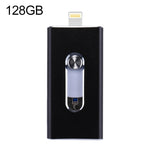 RQW-02 3 in 1 USB 2.0 & 8핀 & 마이크로 USB 128GB 플래시 드라이브, RQW-02 블랙