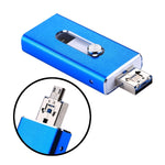RQW-02 3 in 1 USB 2.0 & 8핀 & 마이크로 USB 128GB 플래시 드라이브, RQW-02 블루