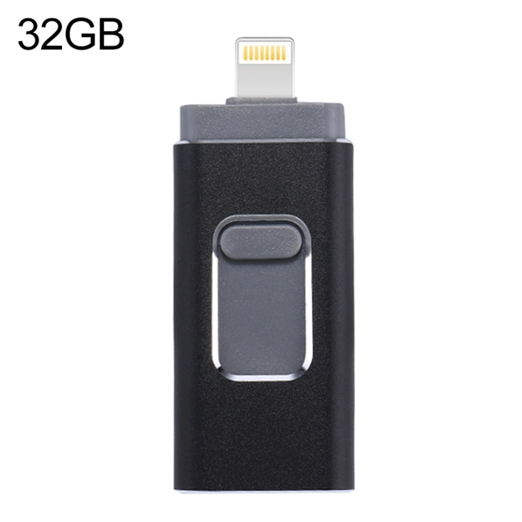 easyflash RQW-01B 3 in 1 USB 2.0 & 8핀 & 마이크로 USB 32GB 플래시 드라이브, RQW-01B 블랙