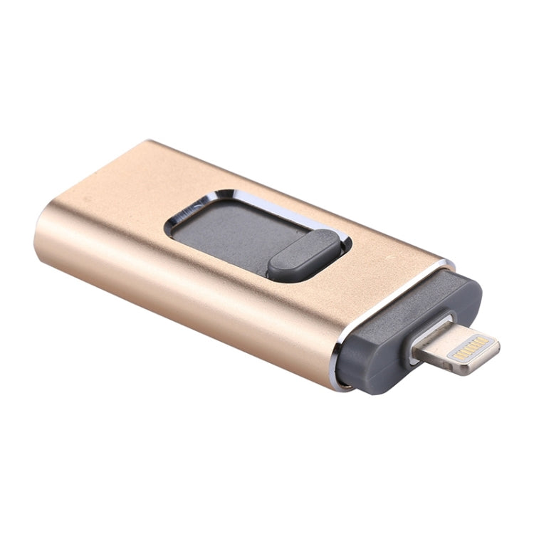 easyflash RQW-01B 3 in 1 USB 2.0 & 8핀 & 마이크로 USB 32GB 플래시 드라이브, RQW-01B 골드