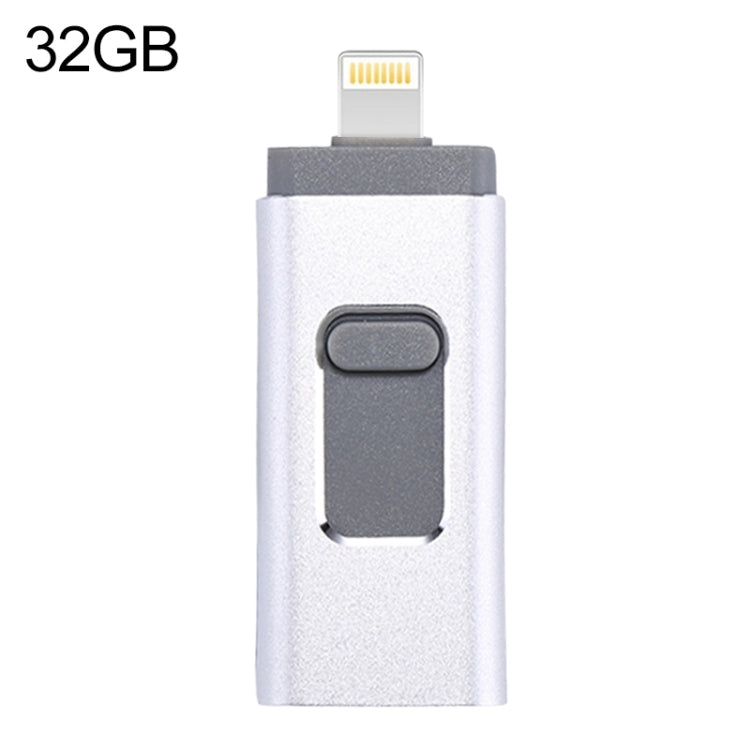 easyflash RQW-01B 3 in 1 USB 2.0 & 8 핀 & 마이크로 USB 32GB 플래시 드라이브, RQW-01B 실버