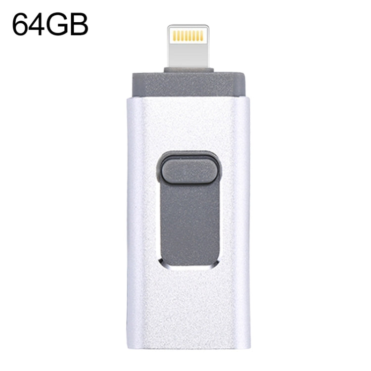 easyflash RQW-01B 3 in 1 USB 2.0 & 8 핀 & 마이크로 USB 64GB 플래시 드라이브, RQW-01B 실버