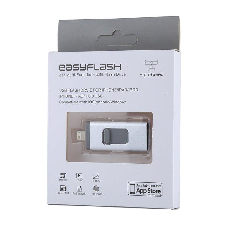 easyflash RQW-01B 3 in 1 USB 2.0 & 8 핀 & 마이크로 USB 64GB 플래시 드라이브, RQW-01B 실버