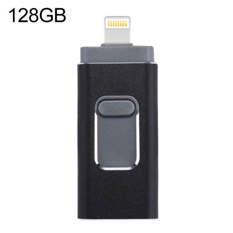 easyflash RQW-01B 3 in 1 USB 2.0 & 8 핀 & 마이크로 USB 128GB 플래시 드라이브, RQW-01B 블랙
