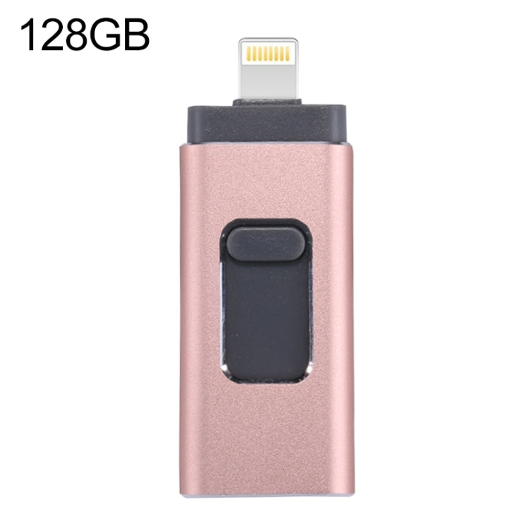 easyflash RQW-01B 3 in 1 USB 2.0 & 8 핀 & 마이크로 USB 128GB 플래시 드라이브, RQW-01B 로즈 골드