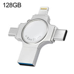RQW-11S 4 in 1 USB 2.0 & 8 핀 & 마이크로 USB & USB-C / 타입-C 128GB 플래시 드라이브, RQW-11S