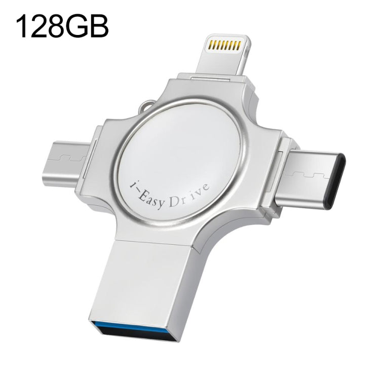 RQW-11S 4 in 1 USB 2.0 & 8 핀 & 마이크로 USB & USB-C / 타입-C 128GB 플래시 드라이브, RQW-11S