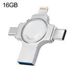 RQW-11S 4 in 1 USB 2.0 & 8 핀 & 마이크로 USB & USB-C / 타입-C 16GB 플래시 드라이브, RQW-11S