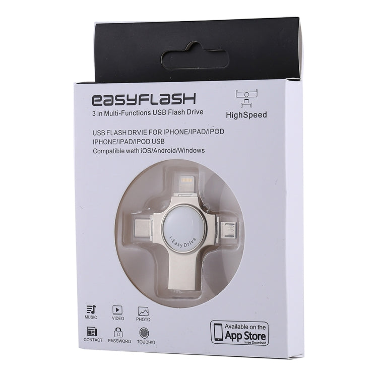 RQW-11S 4 in 1 USB 2.0 & 8 핀 & 마이크로 USB & USB-C / 타입-C 16GB 플래시 드라이브, RQW-11S