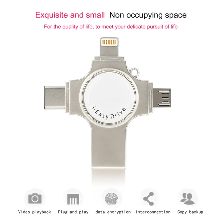 RQW-11S 4 in 1 USB 2.0 & 8 핀 & 마이크로 USB & USB-C / 타입-C 16GB 플래시 드라이브, RQW-11S