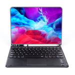 X-11BC 스킨 플레인 텍스처 분리형 블루투스 키보드 태블릿 케이스 for iPad Pro 11인치 2020 / 2018, 터치패드 & 펜 슬롯 포함