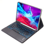 X-11BCS 스킨 플레인 텍스처 분리형 블루투스 키보드 태블릿 케이스 for iPad Pro 11인치 2020 / 2018, 터치패드 & 펜 슬롯 & 백라이트 포함