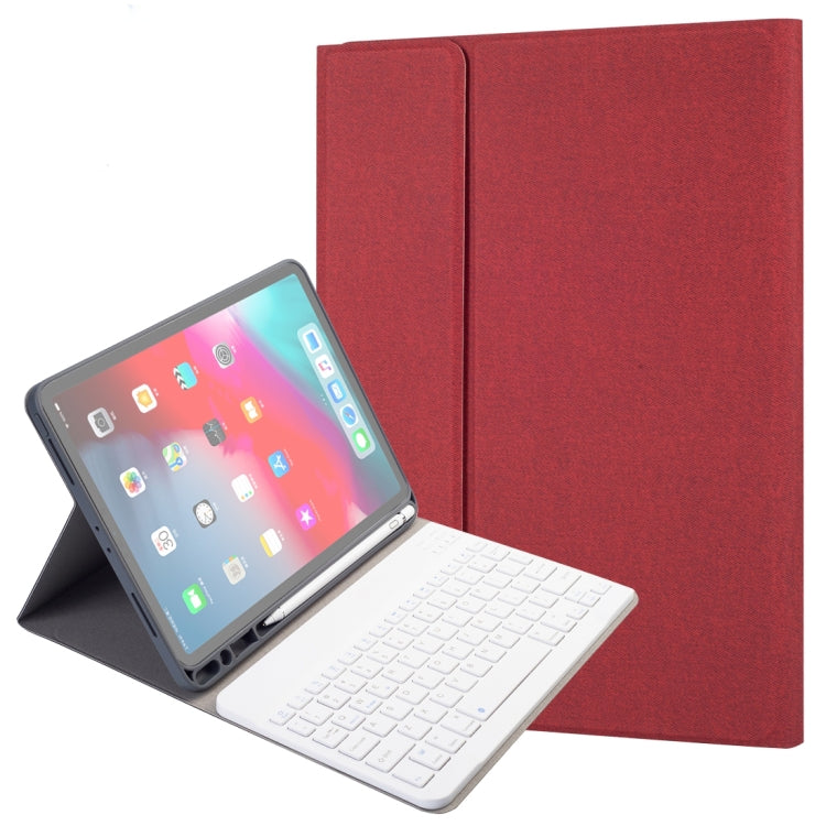 RK11 iPad Pro 11인치 실크 텍스처 분리형 플라스틱 블루투스 키보드 가죽 태블릿 케이스 펜 슬롯 및 스탠드 기능 포함