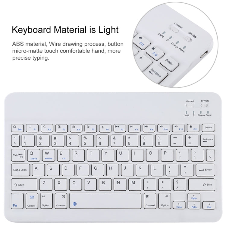 TG11B Detachable Bluetooth White Keyboard + Microfiber Leather Tablet Case for iPad Pro 11 inch (2020), with Pen Slot & Holder, White Keyboard