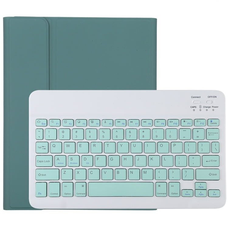 TG11B 분리형 블루투스 그린 키보드 + 마이크로화이버 가죽 태블릿 케이스 iPad Pro 11인치 (2020)용, 펜 슬롯 및 홀더 포함, 그린 키보드