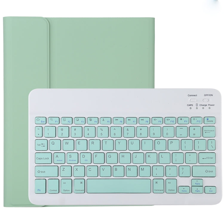TG11B 분리형 블루투스 그린 키보드 + 마이크로화이버 가죽 태블릿 케이스 iPad Pro 11인치 (2020)용, 펜 슬롯 및 홀더 포함, 그린 키보드