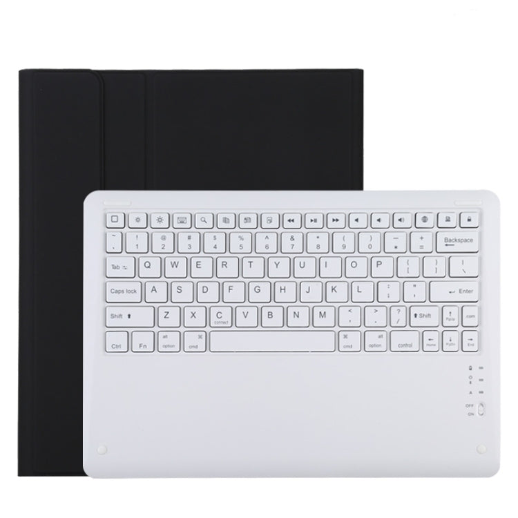 T129 분리형 블루투스 화이트 키보드 마이크로화이버 가죽 태블릿 케이스 iPad Pro 12.9인치 (2020)용, 홀더 포함, 화이트 키보드