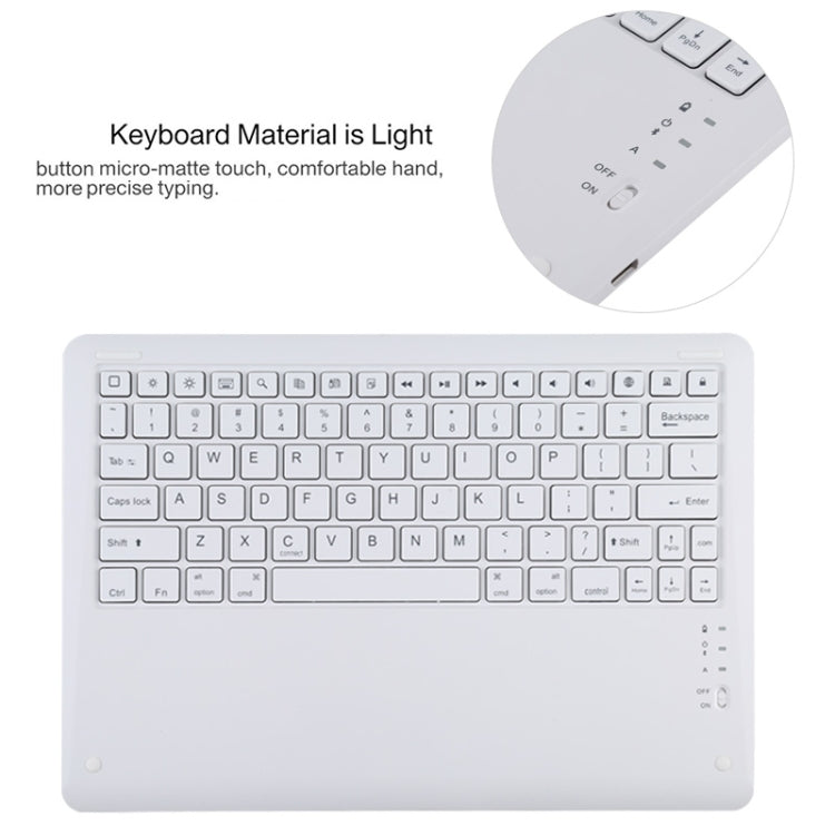 T129 분리형 블루투스 화이트 키보드 마이크로화이버 가죽 태블릿 케이스 iPad Pro 12.9인치 (2020)용, 홀더 포함, 화이트 키보드