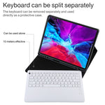 T129 분리형 블루투스 화이트 키보드 마이크로화이버 가죽 태블릿 케이스 iPad Pro 12.9인치 (2020)용, 홀더 포함, 화이트 키보드