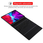T129 분리형 블루투스 블랙 키보드 마이크로화이버 가죽 태블릿 케이스 iPad Pro 12.9인치 (2020)용, 홀더 포함, 블랙 키보드