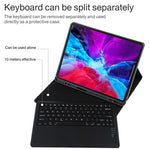 T129 분리형 블루투스 블랙 키보드 마이크로화이버 가죽 태블릿 케이스 iPad Pro 12.9인치 (2020)용, 홀더 포함, 블랙 키보드