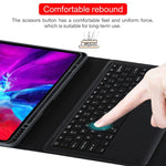 T129 분리형 블루투스 블랙 키보드 마이크로화이버 가죽 태블릿 케이스 iPad Pro 12.9인치 (2020)용, 홀더 포함, 블랙 키보드