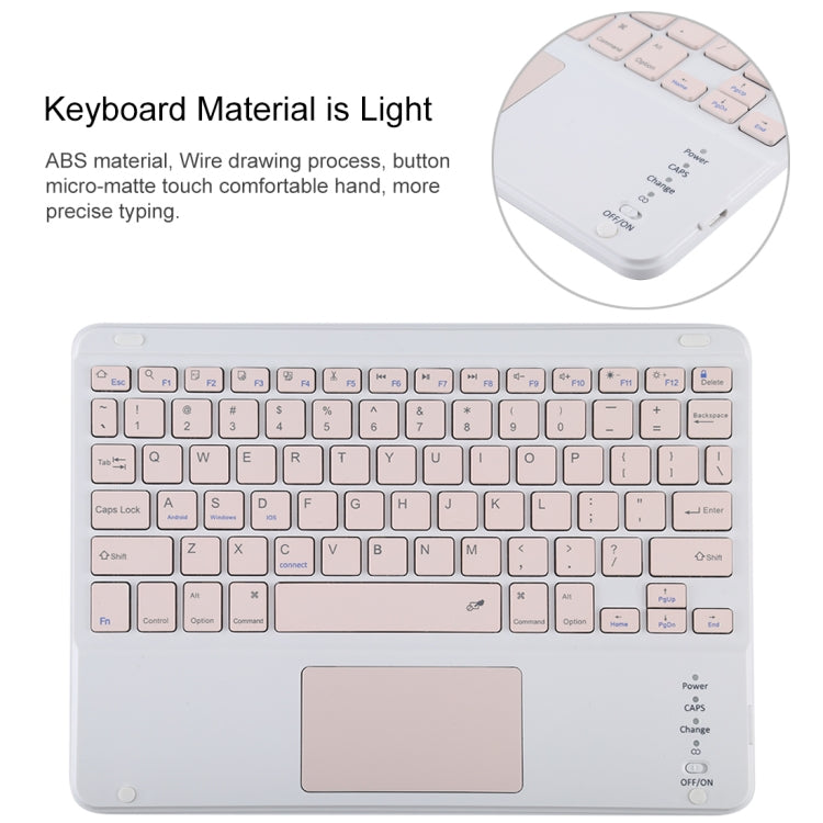 TG-102BC 분리형 블루투스 핑크 키보드 + 마이크로화이버 가죽 태블릿 케이스 iPad 10.2인치 / iPad Air (2019)용, 터치 패드 및 펜 슬롯 및 홀더 포함, 핑크 키보드