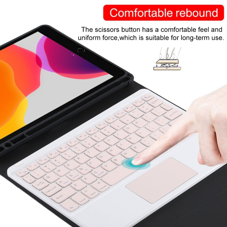 TG-102BC 분리형 블루투스 핑크 키보드 + 마이크로화이버 가죽 태블릿 케이스 iPad 10.2인치 / iPad Air (2019)용, 터치 패드 및 펜 슬롯 및 홀더 포함, 핑크 키보드