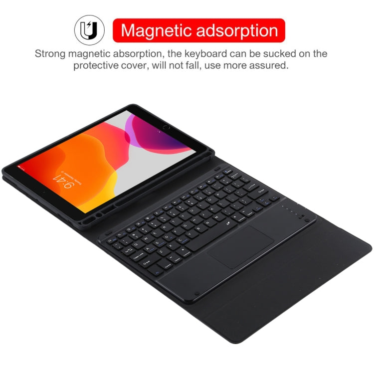 TG-102BC 분리형 블루투스 블랙 키보드 + 마이크로화이버 가죽 태블릿 케이스 for iPad 10.2인치 / iPad Air (2019), 터치패드 & 펜 슬롯 & 홀더 포함, TG-102BC