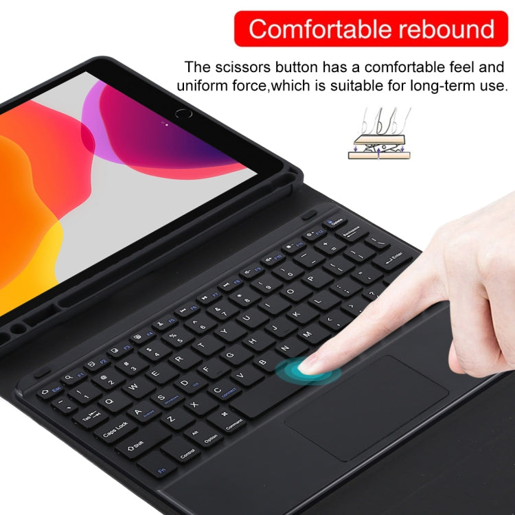 TG-102BC 분리형 블루투스 블랙 키보드 + 마이크로화이버 가죽 태블릿 케이스 for iPad 10.2인치 / iPad Air (2019), 터치패드 & 펜 슬롯 & 홀더 포함, TG-102BC