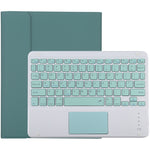 TG-102BC 분리형 블루투스 그린 키보드 + 마이크로화이버 가죽 태블릿 케이스 iPad 10.2인치 / iPad Air (2019)용, 터치 패드 및 펜 슬롯 및 홀더 포함, 그린 키보드