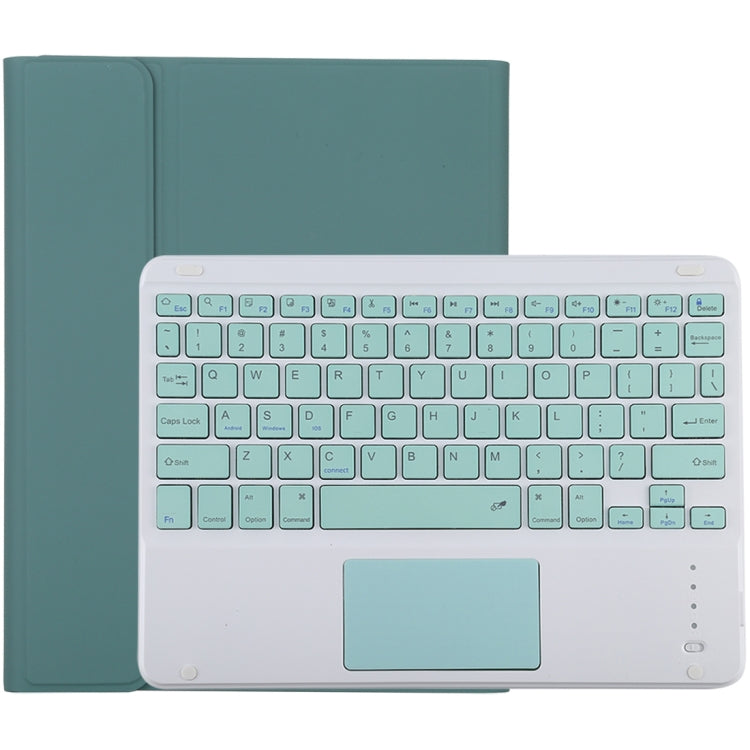 TG-102BC 분리형 블루투스 그린 키보드 + 마이크로화이버 가죽 태블릿 케이스 iPad 10.2인치 / iPad Air (2019)용, 터치 패드 및 펜 슬롯 및 홀더 포함, 그린 키보드