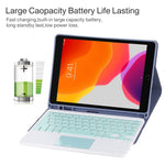 TG-102BC 분리형 블루투스 그린 키보드 + 마이크로화이버 가죽 태블릿 케이스 iPad 10.2인치 / iPad Air (2019)용, 터치 패드 및 펜 슬롯 및 홀더 포함, 그린 키보드