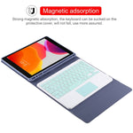 TG-102BC 분리형 블루투스 그린 키보드 + 마이크로화이버 가죽 태블릿 케이스 iPad 10.2인치 / iPad Air (2019)용, 터치 패드 및 펜 슬롯 및 홀더 포함, 그린 키보드
