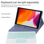 TG-102BC 분리형 블루투스 그린 키보드 + 마이크로화이버 가죽 태블릿 케이스 iPad 10.2인치 / iPad Air (2019)용, 터치 패드 및 펜 슬롯 및 홀더 포함, 그린 키보드