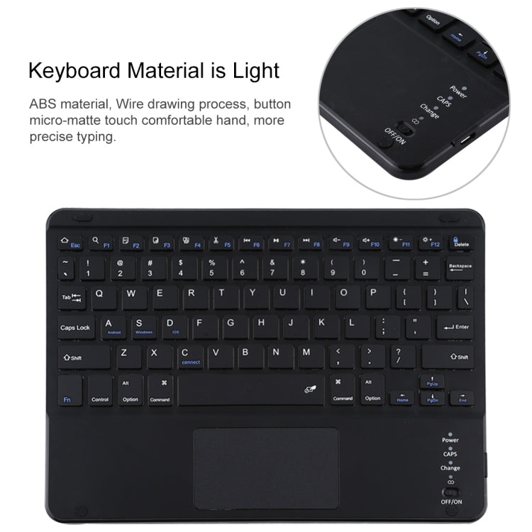 TG97BC 분리형 블루투스 블랙 키보드 + 마이크로화이버 가죽 태블릿 케이스 iPad 9.7인치용, 터치 패드 및 펜 슬롯 및 홀더 포함, TG97BC