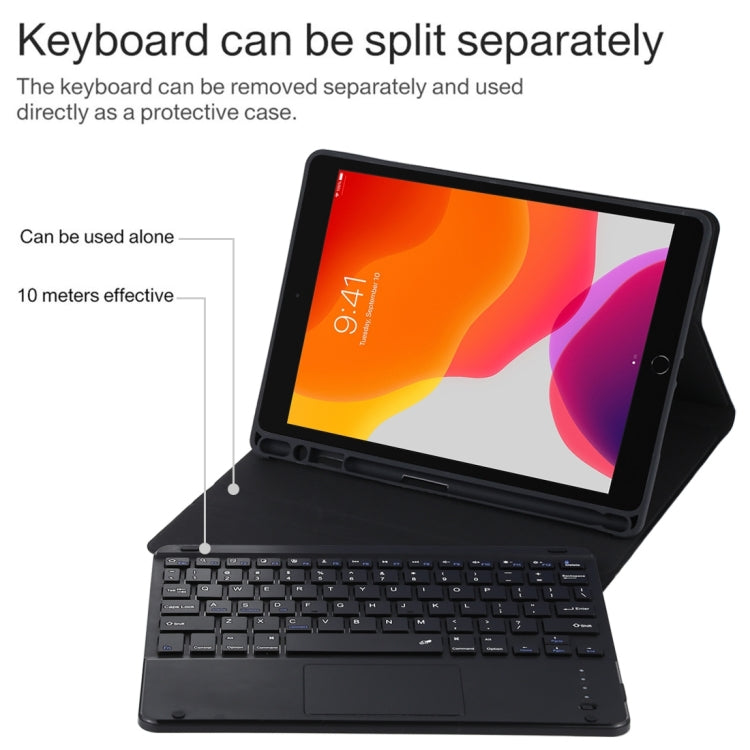 TG109BC 분리형 블루투스 블랙 키보드 + 마이크로화이버 가죽 태블릿 케이스 for iPad Air 2020, 터치패드 & 펜 슬롯 & 홀더 포함, TG109BC