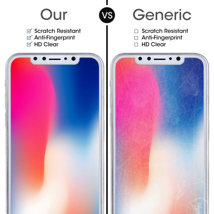 For iPhone X 9H Surface Hardness 2.5D Transparent Tempered Glass Front + Back Screen Protector