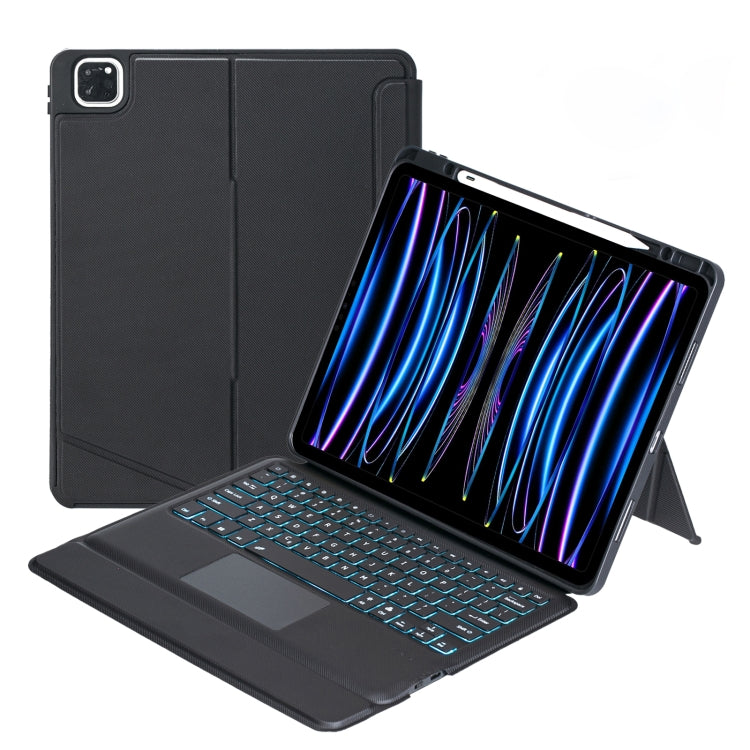 T129-AS for iPad Air 13 2025 / Pro 12.9 2022 / 2021 / 2020 / 2018 터치 백라이트 분리형 블루투스 키보드 가죽 케이스, T129-AS