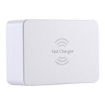 WLX-818F 6 in 1 10W QC3.0 무선 충전 + USB-C / 타입-C + 4 USB 포트 충전기, 스마트 LCD 디스플레이 화면, EU / AU 플러그, EU / AU 플러그 (화이트)