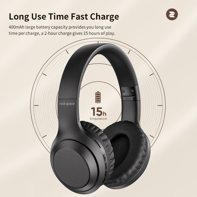 ROCK Space O2 HiFi 블루투스 5.0 무선 헤드셋 마이크 포함, TF 카드 지원, Space O2
