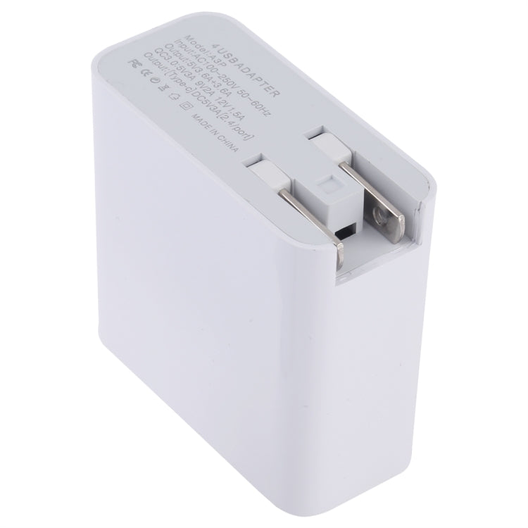 A3P 최대 3A 출력 USB-C / 타입-C + QC3.0 + 듀얼 USB 4포트 벽걸이 여행용 충전기, 미국 플러그, 미국 플러그