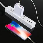 A3P 최대 3A 출력 USB-C / 타입-C + QC3.0 + 듀얼 USB 4포트 벽걸이 여행용 충전기, 미국 플러그, 미국 플러그