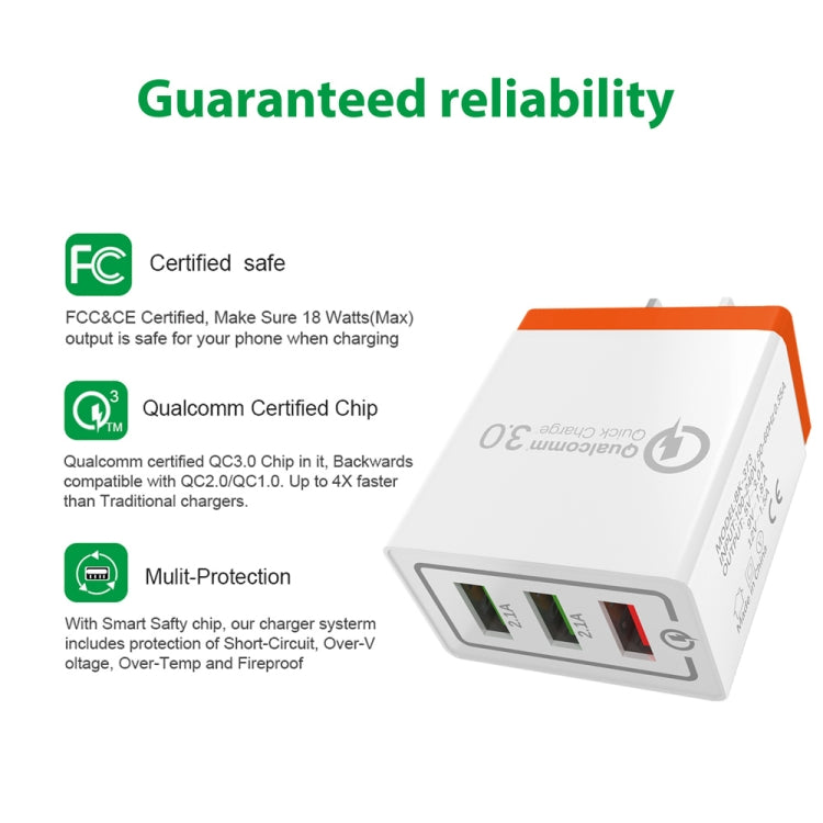 AR-QC-03 2.1A 3 USB 포트 퀵 충전기 여행용 충전기, 미국 플러그, AR-QC-03 미국, AR-QC-03 미국 플러그 블루