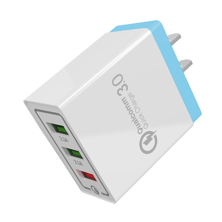 AR-QC-03 2.1A 3 USB 포트 퀵 충전기 여행용 충전기, 미국 플러그, AR-QC-03 미국, AR-QC-03 미국 플러그 블루