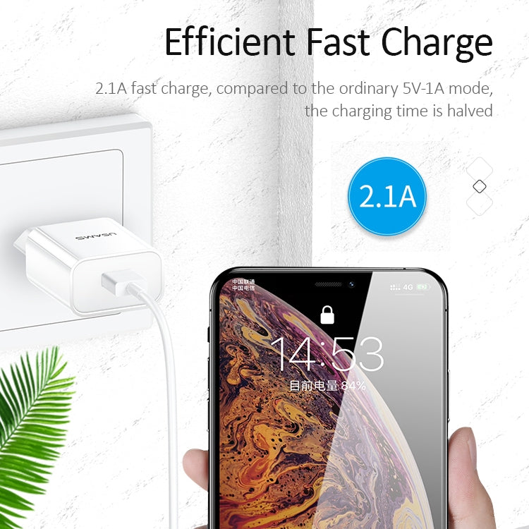 USAMS US-CC075 T18 2.1A 단일 USB 여행용 충전기, EU 플러그