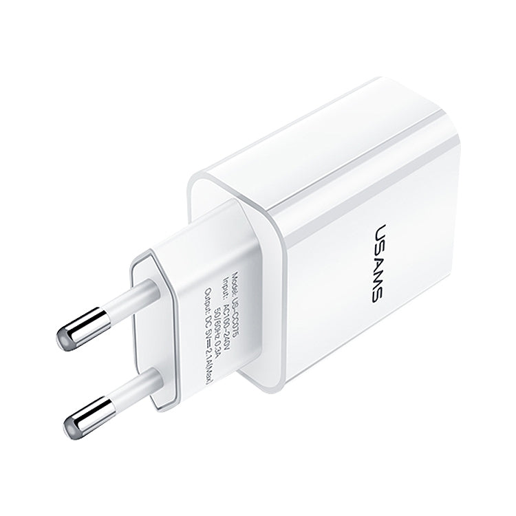 USAMS US-CC075 T18 2.1A 단일 USB 여행용 충전기, EU 플러그